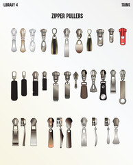 FASHION DESIGN LATEST TREND ZIPPER SLIDER AND PULLERS VECTOR SKETCH © JUSTDZINE