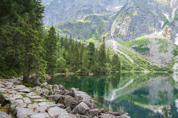 morskie Oko lake in the Tatra Mountains, Poland.