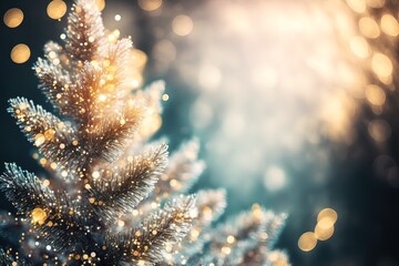 Obraz na płótnie Canvas beautiful christmas tree and bokeh background ,glittering, paticle.