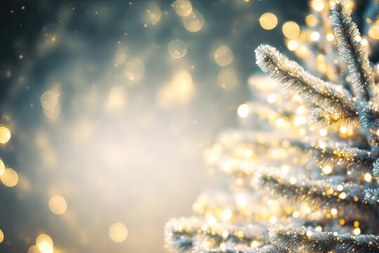 beautiful christmas tree and bokeh background ,glittering, paticle.