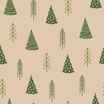 seamless pattern with christmas tree, merry christmas