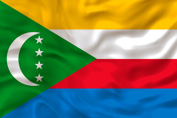 National flag of the Comoros. Background  with flag of the Comoros