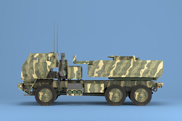 3d render mlrs himars High Mobility Artillery Rocket System land leases for ukraine on blue