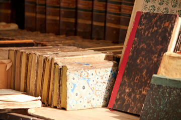 old books in a flea market