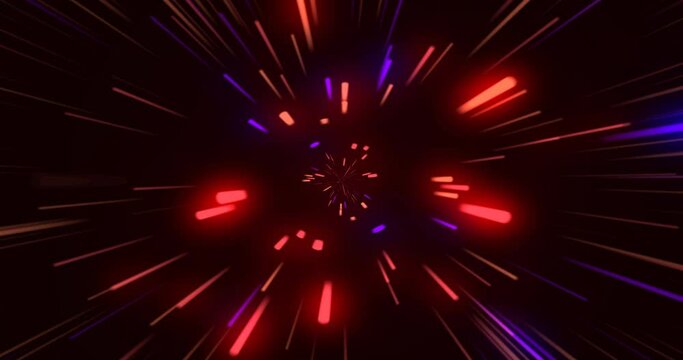 Background animation of laser beams flying fast red and blue