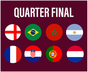 Quarter Final Countries Flag Symbol Design football Final Vector Countries Football Teams Illustration