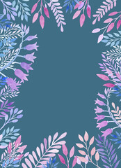 Fototapeta na wymiar Watercolor flowers background, beautiful botanical frame.