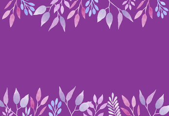 Watercolor botanical frame theme purple.