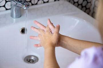 Personal hygiene, washing hands after contact with dirt and bacteria. The concept of cleanliness and health care