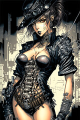 woman with gun anime hero woman