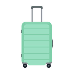 Suitcase, briefcase vector illustration. Travel bag with wheels for luggage or baggage isolated on white background