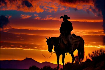 Fototapeta na wymiar Cowboy on Horse