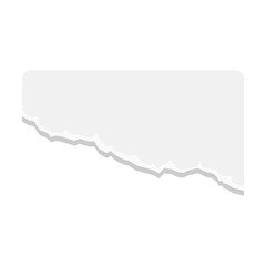 Torn white paper scrap cartoon illustration. Ragged square piece of notebook sheet. Ripped empty note isolated on white