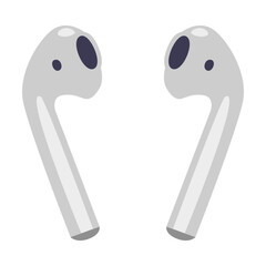 Wireless headphones. Mobile phone accessories cartoon illustration. Cellphones case, charger, battery isolated on white background