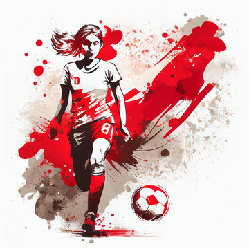 Poland woman soccer poster. Abstract Polish football background. Denmark national football player. Danish woman soccer team