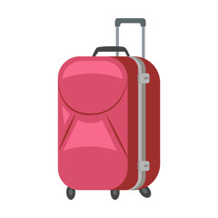 Suitcase vector illustration. Bag with wheels for luggage or baggage, briefcase isolated on white background
