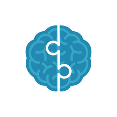 Mind, thought, psychology and mental illness concept. Vector flat color icon illustration. Symbol of creative thinking, brainstorming and dementia.
