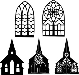 Chinese churches cutout Vector 