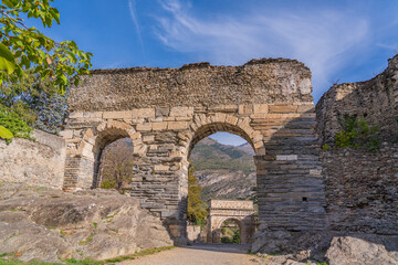 The arch of Augustus in Susa in background, Piedmont