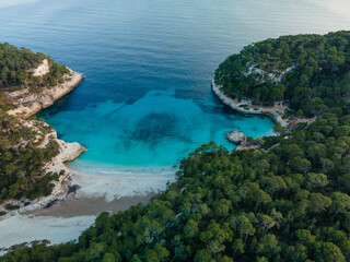 Fototapeta na wymiar 4k drone aerial views of pristine beaches on the coast of Europe
