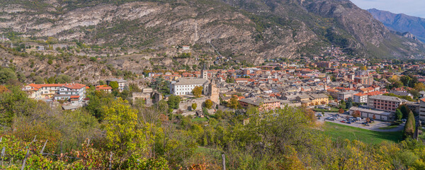 View over Susa with the church and the valley in Piedmont