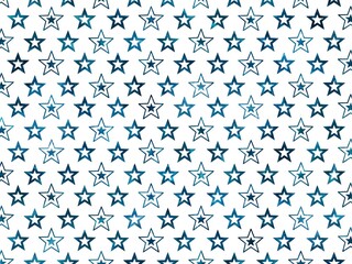 Glitter blue stars on white background. Seamless pattern with small blue stars. Stars pattern on white background. Seamless texture 