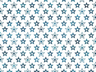 Glitter blue stars on white background. Seamless pattern with small blue stars. Stars pattern on white background. Seamless texture 