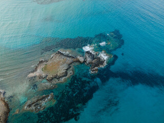 aerial views with 4k drone, centinal direction of rocks and sea.