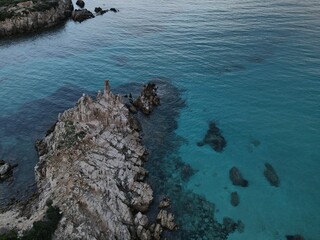 aerial views with 4k drone, centinal direction of rocks and sea.