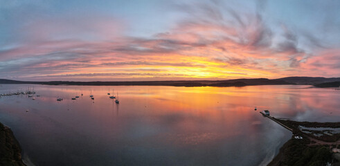 4k aerial views of a small jetty.