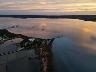 4k aerial views of a small jetty.