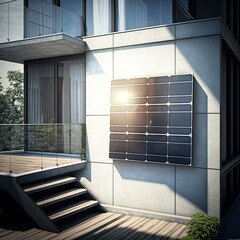 Ein Solar Panel an einer Hausfasade - generative AI