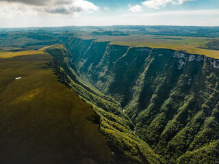 Aerial photo with drone of the Fortaleza Canyon in Cambara do Sul in Brazil