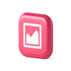 Graph diagram mathematical profit business pink squared button 3d realistic isometric icon