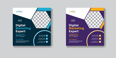 digital marketing agency social media post template and vector