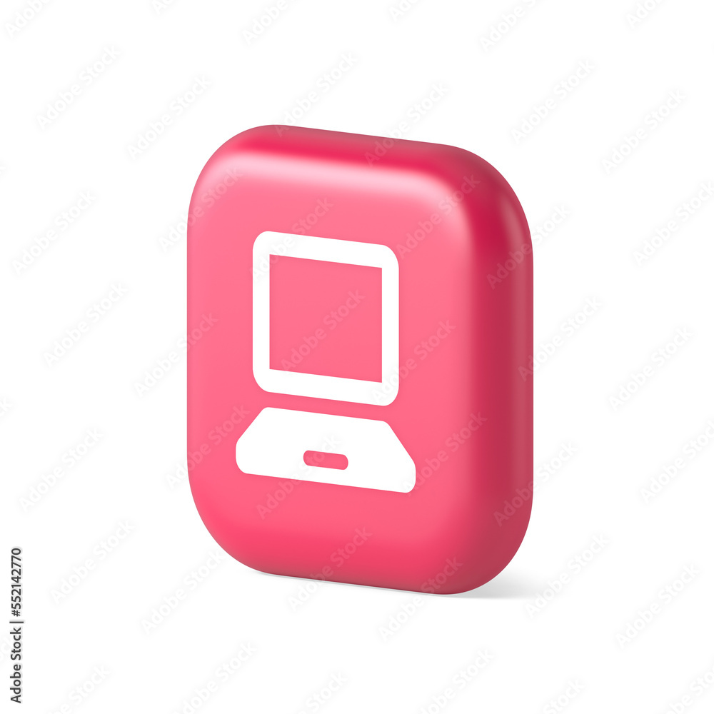 Poster computer network connection button digital information browsing 3d realistic isometric icon