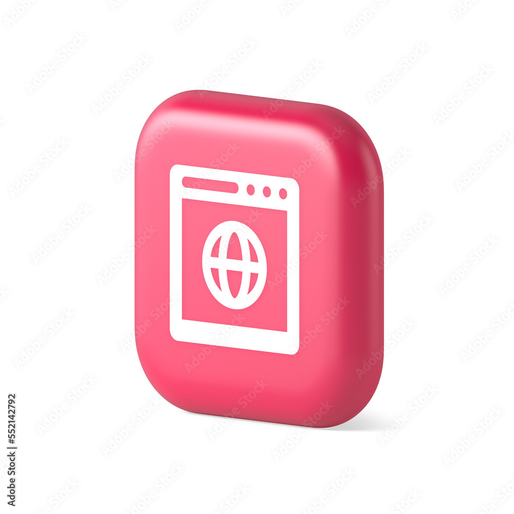 Poster browser website internet searching online connection button web page information 3d isometric icon