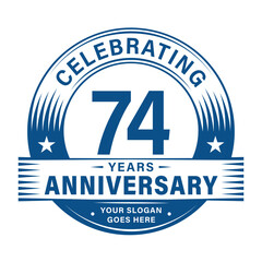 Obraz premium 74 years anniversary celebration design template. 74th logo. Vector and illustrations.