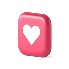 Dating application mobile interface button with heart social network communication 3d isometric icon