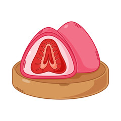 cartoon daifuku, japanese food vector isolated on white background