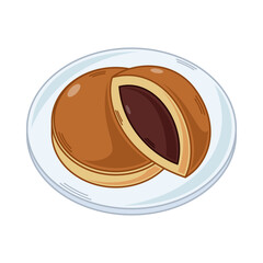 cartoon dorayaki, japanese food vector isolated on white background