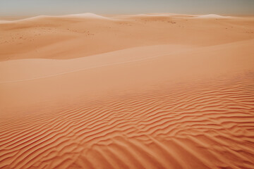 Fototapeta na wymiar Landscape of sand dunes in the desert created by Generative AI