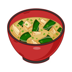 cartoon miso soup, japanese food vector isolated on white background