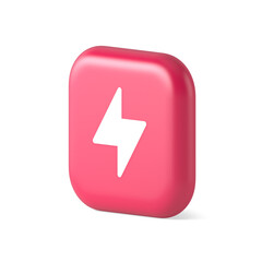 Charge power lightning button electricity thunderbolt arrow 3d realistic isometric icon