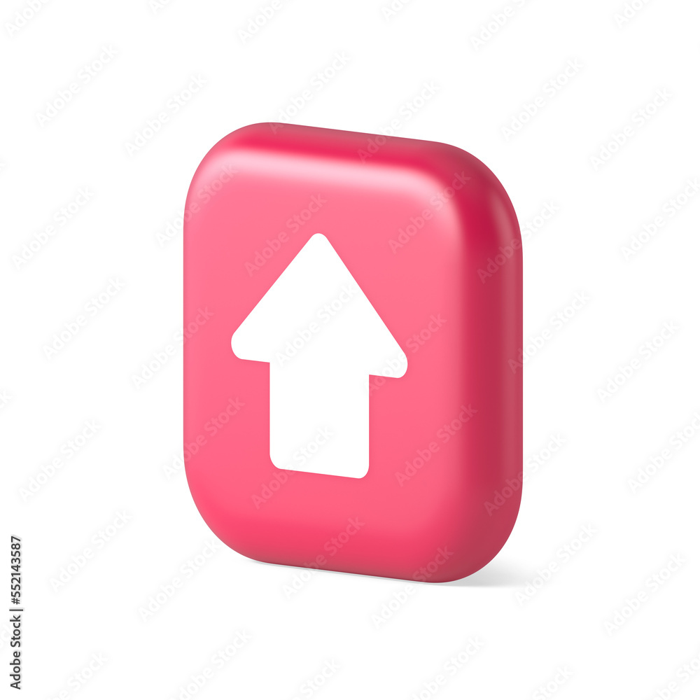 Poster arrow up button directional pointer cyberspace cursor 3d realistic isometric icon