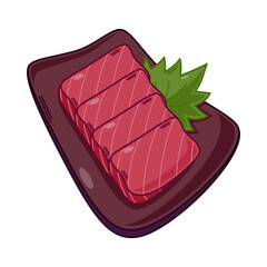 cartoon sashimi-tuna, japanese food vector isolated on white background