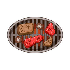 cartoon yakiniku, japanese food vector isolated on white background