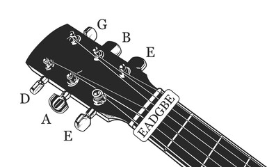 Guitar tunings. Black and white vector illustration