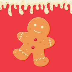 gingerbread person on red background