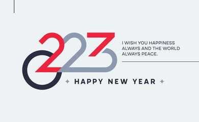 Colorful 2023 new year poster. The minimal greeting design concept for cards, covers, calendars, banners, flyers, and page layouts.